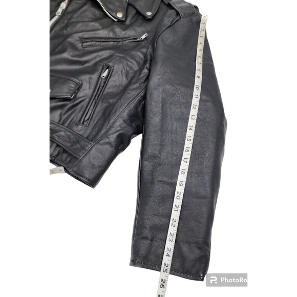 Excelled Promo Crate Embossed Leather Motorcycle Biker Jacket Sz 48 USA VTG 80s - Picture 11 of 16